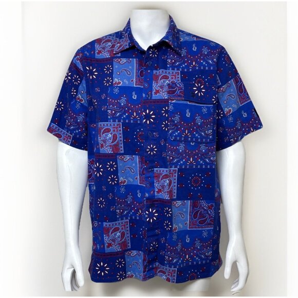 Snoop Dogg Dogg Supply Shirt Mens 2XL Blue Bandana Print Short Sleeve Cotton - Picture 1 of 9